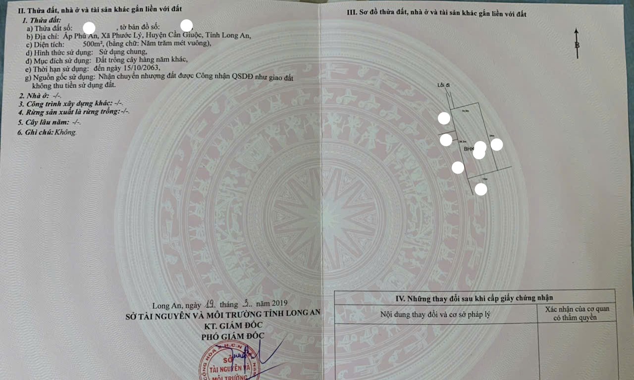 Cần bán gấp 500m² đất trồng cây – quy hoạch ONT, xã Phước Lý, Cần Giuộc, Long An
